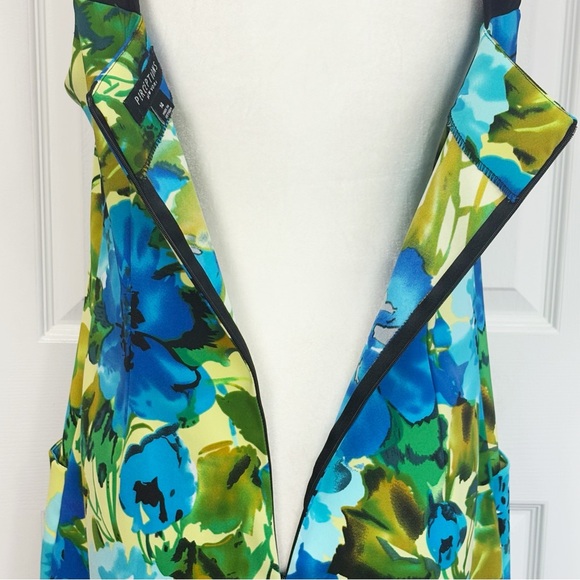 Perceptions Blue Floral Multi Sleeveless A-Line Dress w/ Pockets 14 - Picture 15 of 16